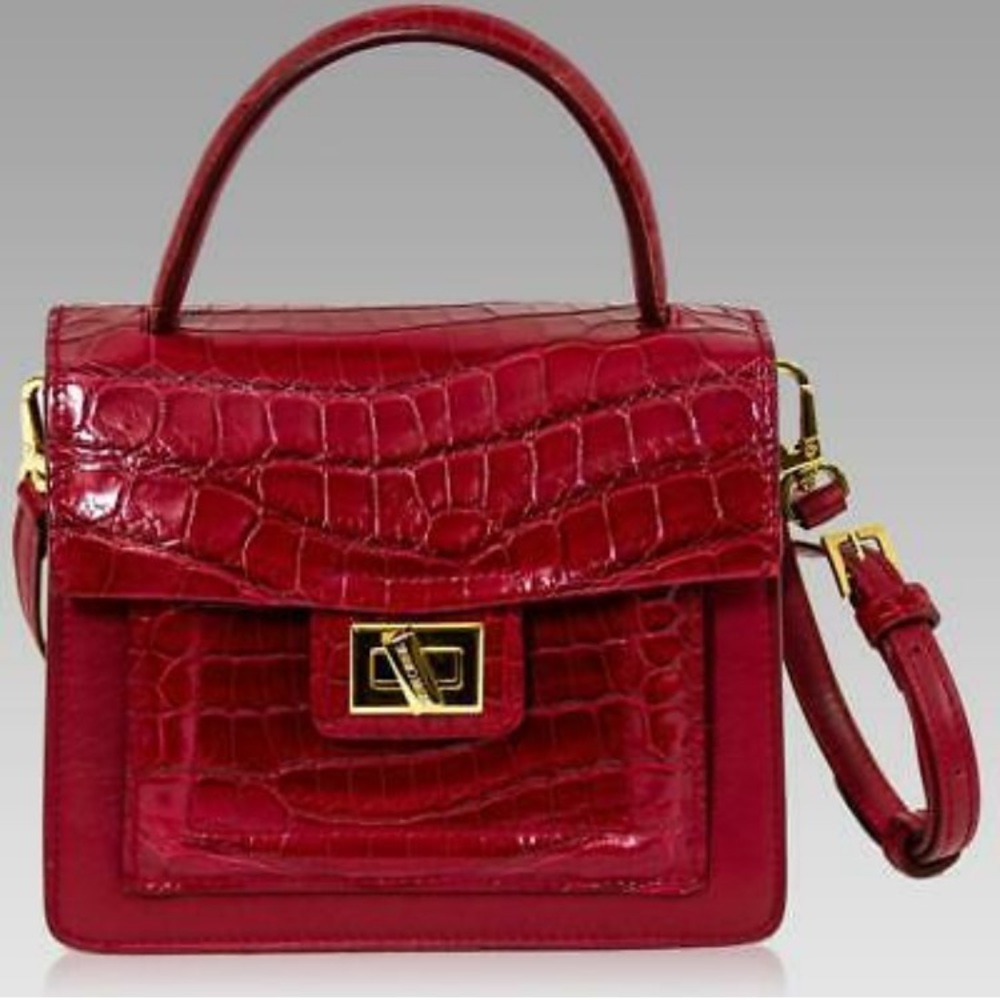Silvano Biagini Designer Real Croc Leather Box Bag